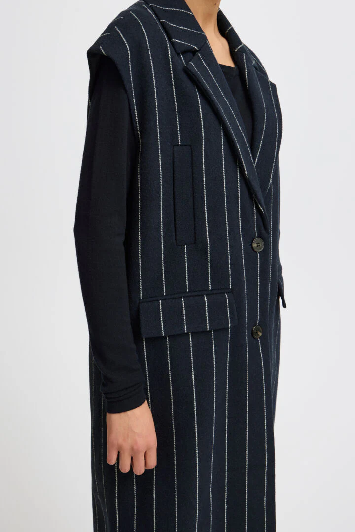 Jannet Pinstripe Long Waistcoat (Total Eclipse) - Image 4