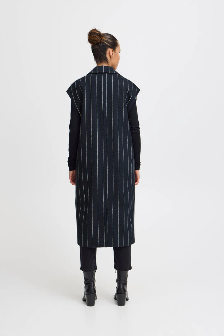 Jannet Pinstripe Long Waistcoat (Total Eclipse) - Image 5