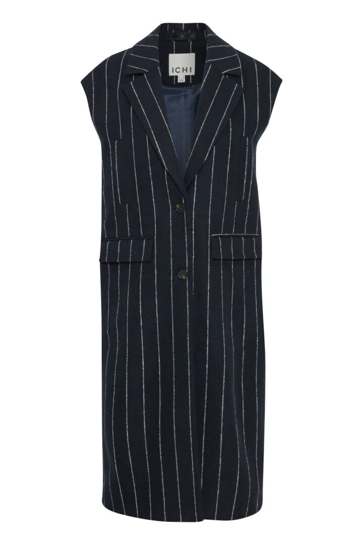 Jannet Pinstripe Long Waistcoat (Total Eclipse) - Image 7