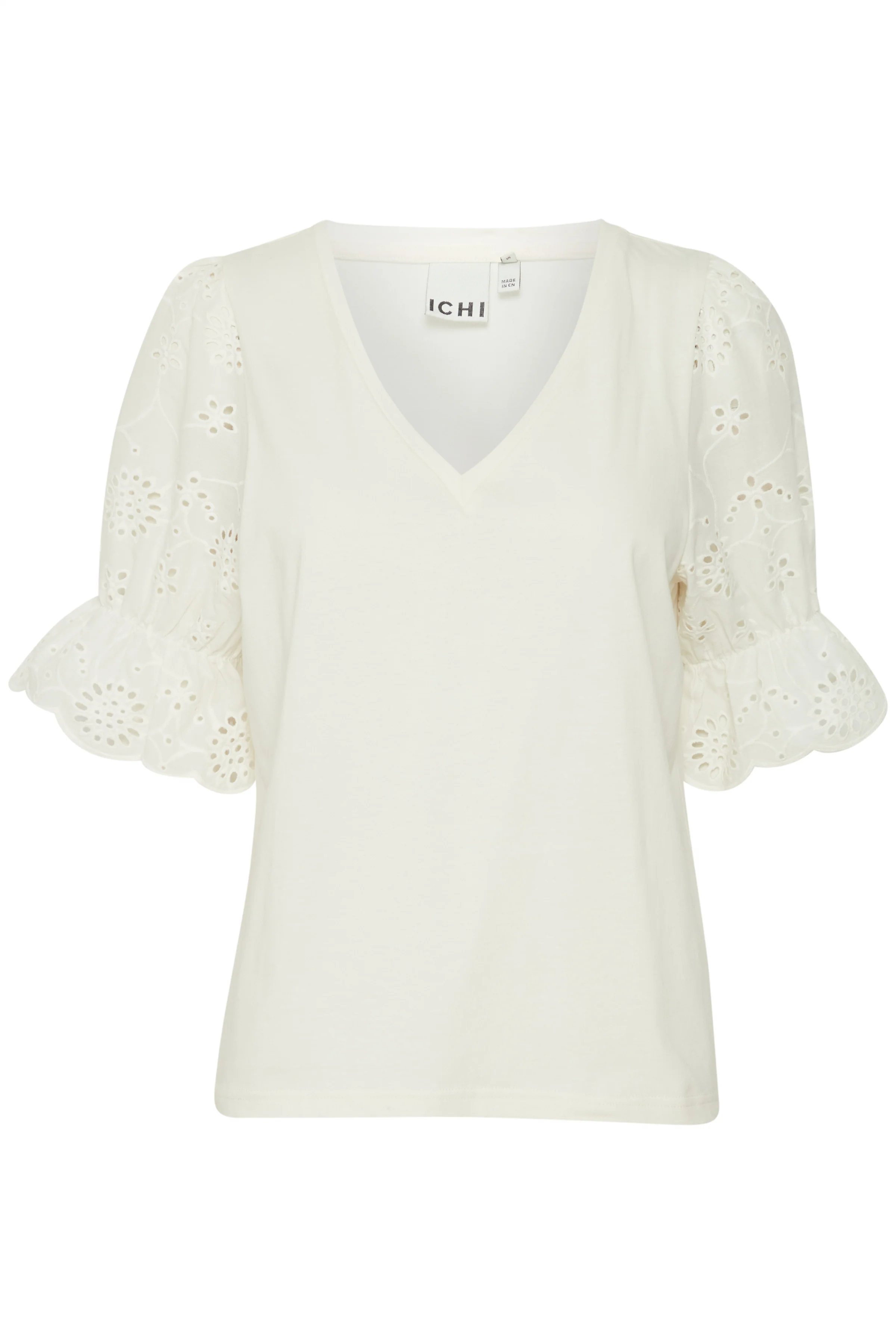 JASMIRA BRODERIE ANGLAISE T-SHIRT (WHITE) - Image 2