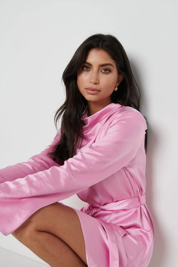 Jayda Cowl Neck Dress (Pink) - Image 5