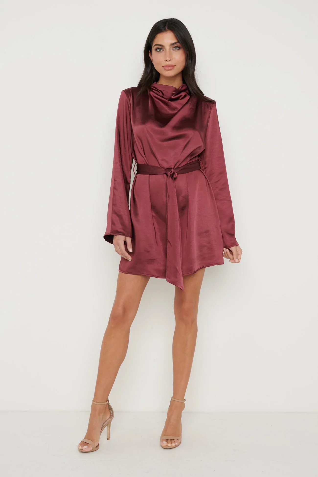 Jayda Cowl Neck Dress (Wine)