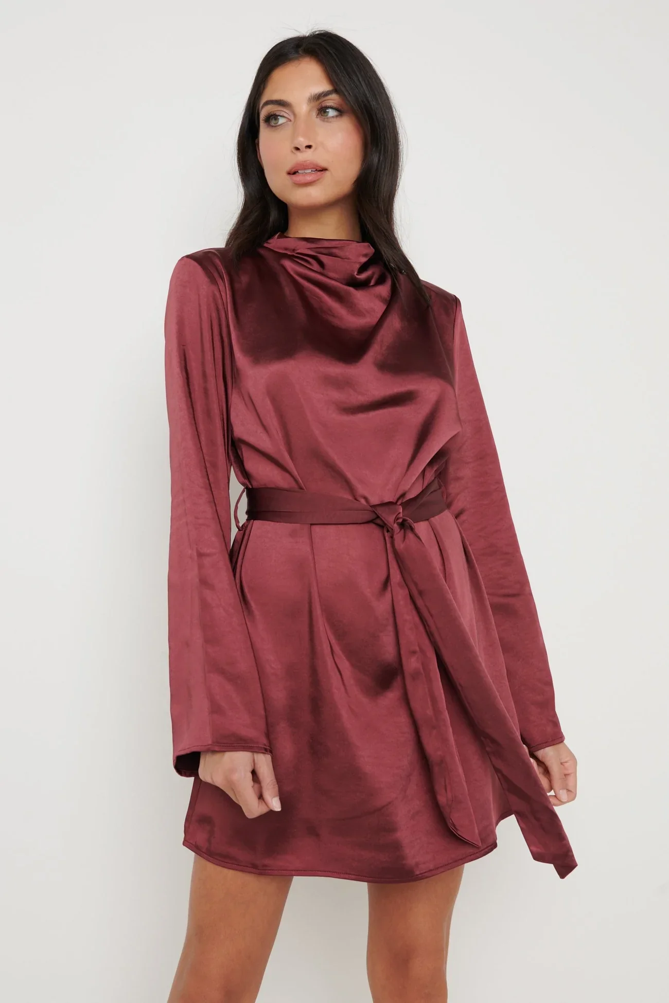 Jayda Cowl Neck Dress (Wine) - Image 4