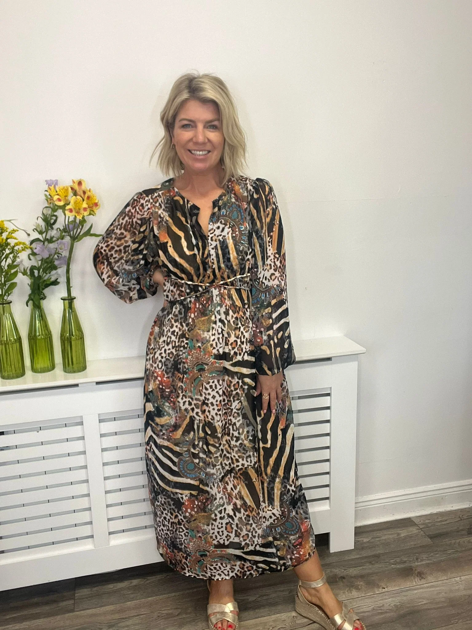 Jayne Midi Dress (Multi Leopard)
