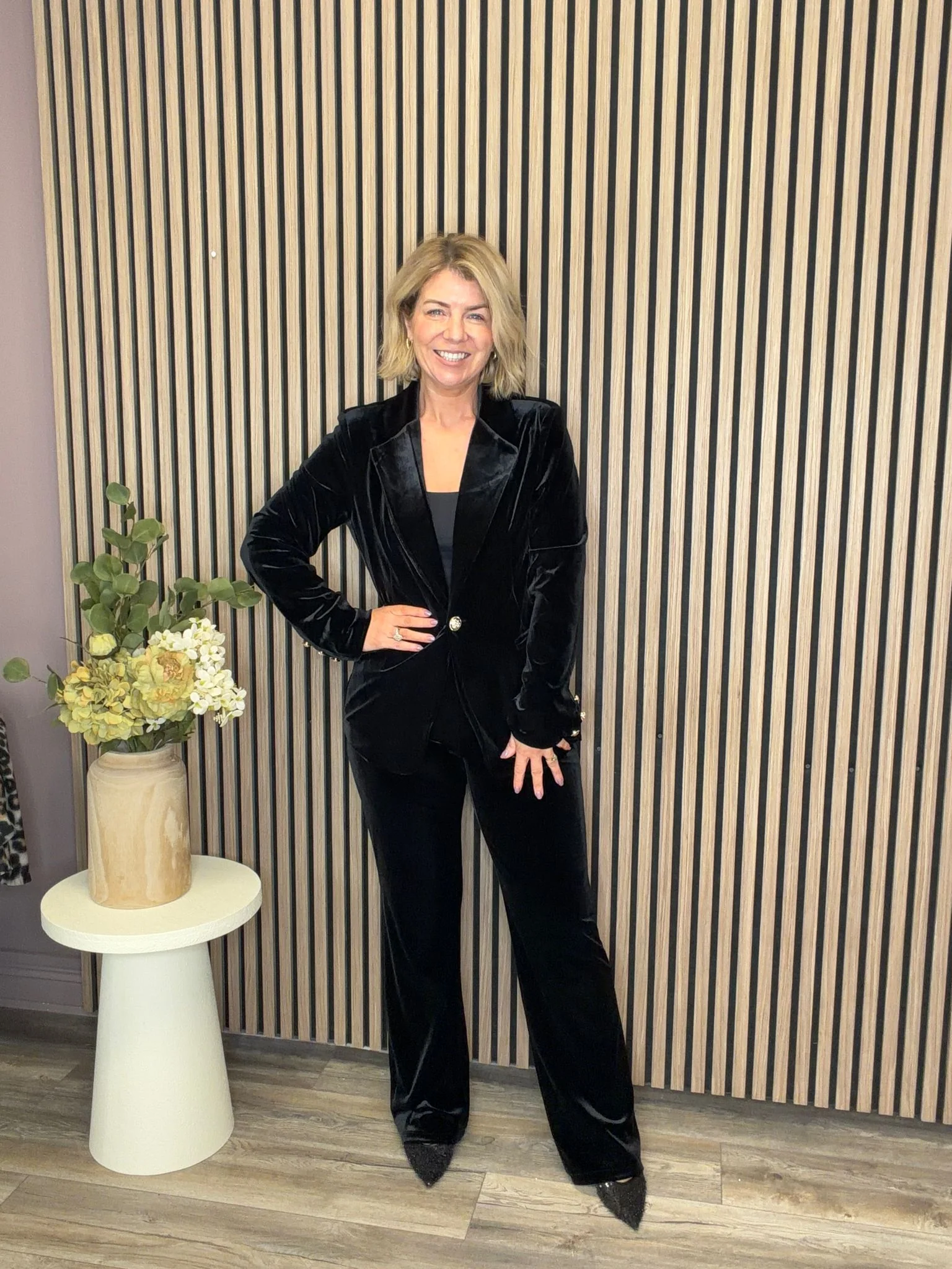 Jean Velvet Blazer (Black) - Image 2