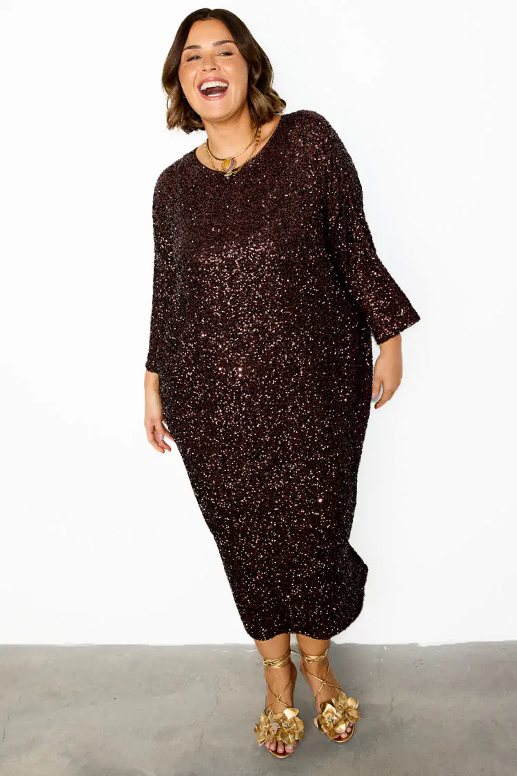 Jem Sequin Dress (Chocolate) - Image 5