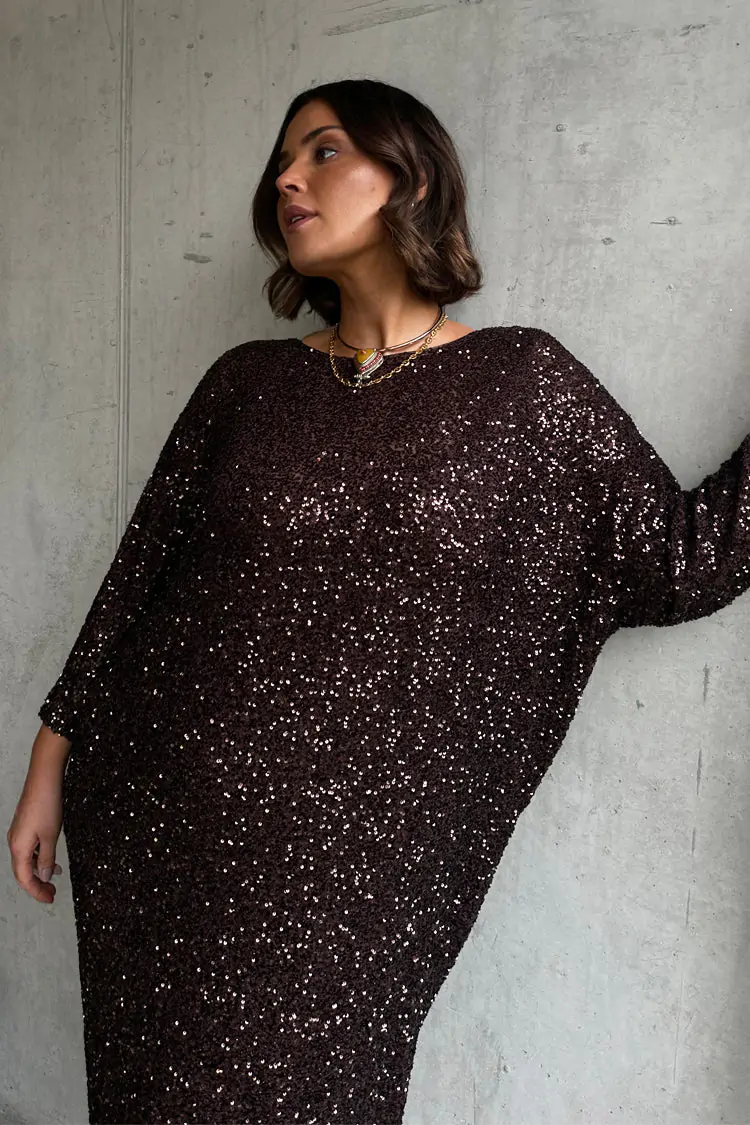 Jem Sequin Dress (Chocolate) - Image 6