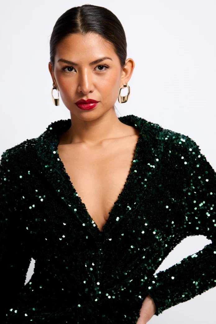 Jessie Sequin Mini Dress (Green) - Image 5