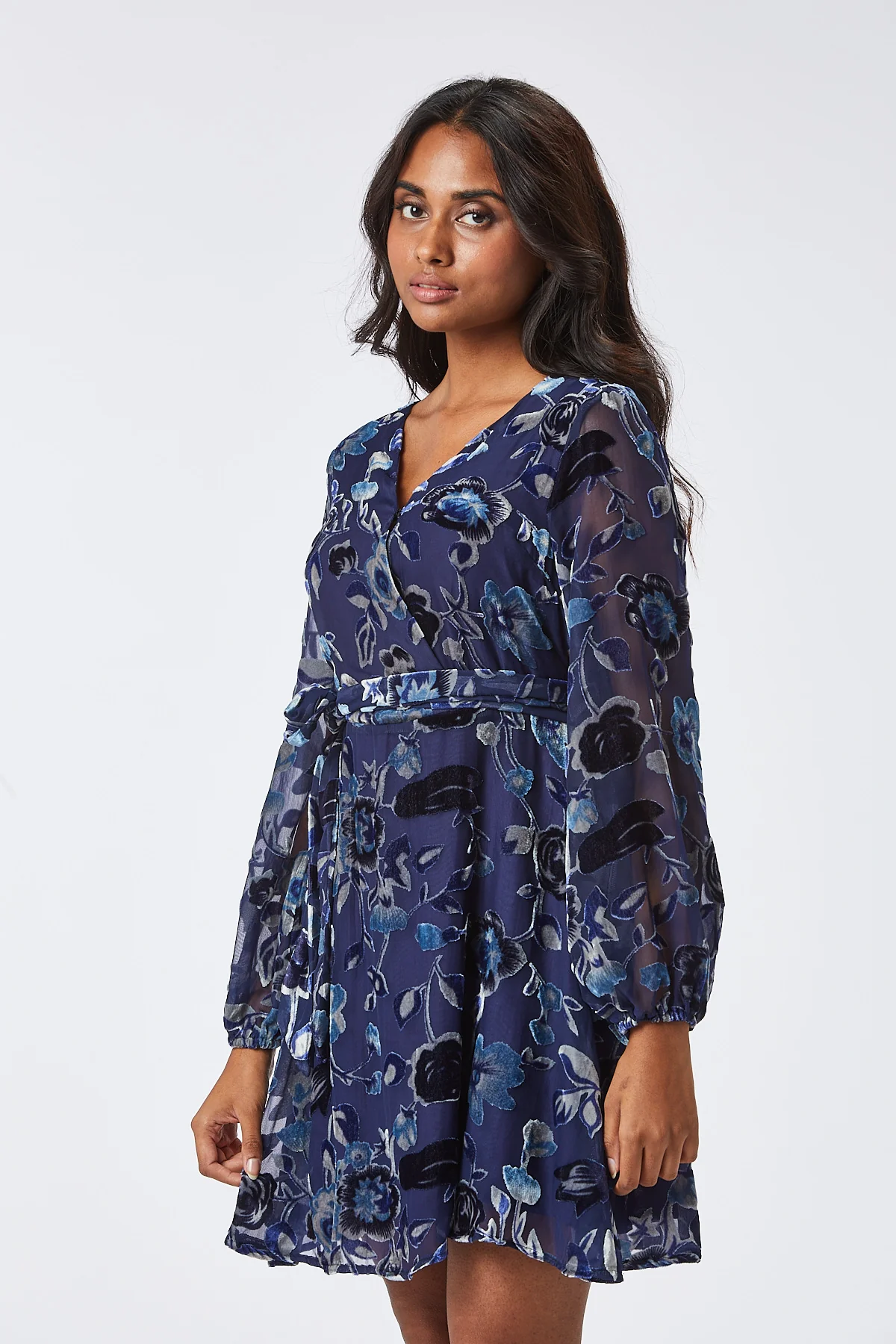 JIMA VELVET SHORT DRESS (BLUE) - Image 6