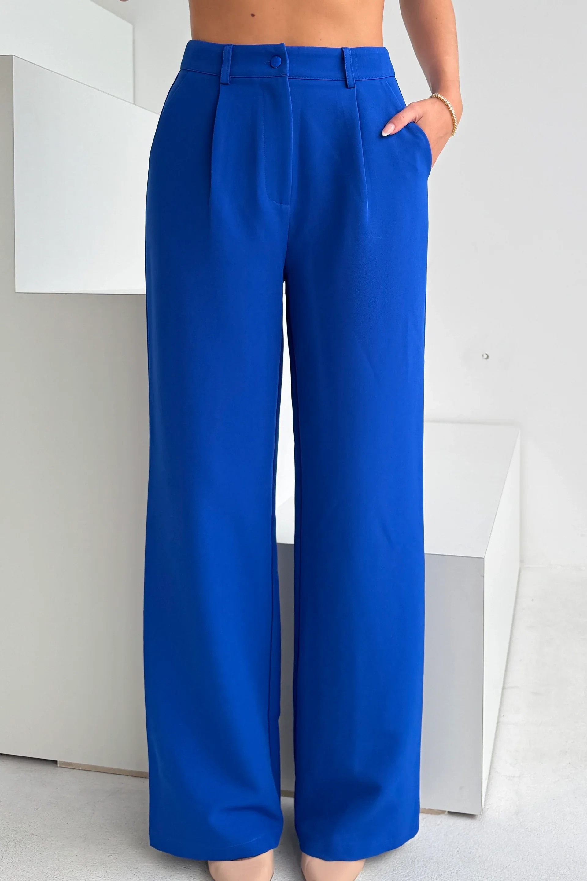 Jo Pleat Detail Tailored Trousers (Royal Blue) - Image 4
