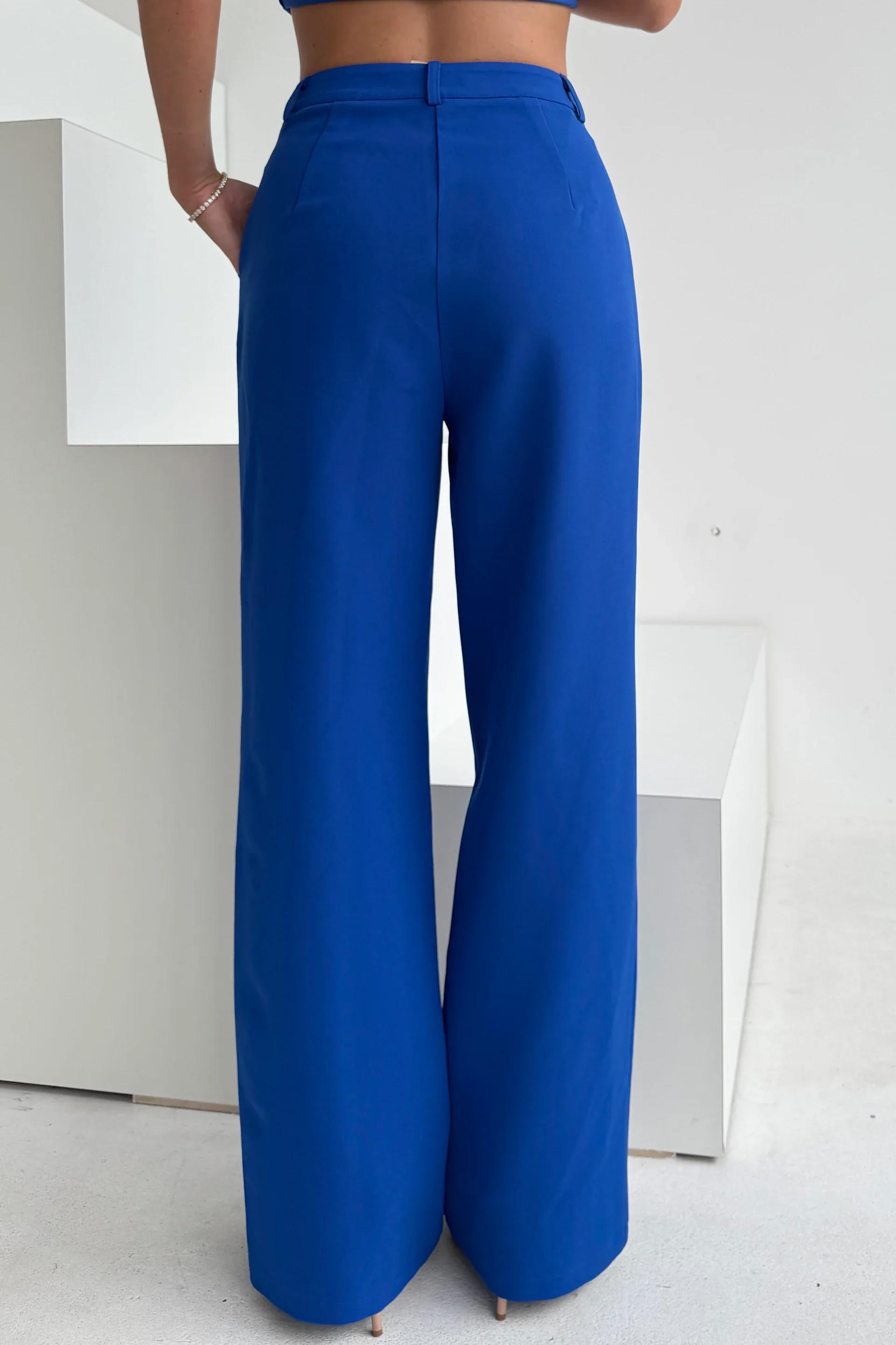Jo Pleat Detail Tailored Trousers (Royal Blue) - Image 6