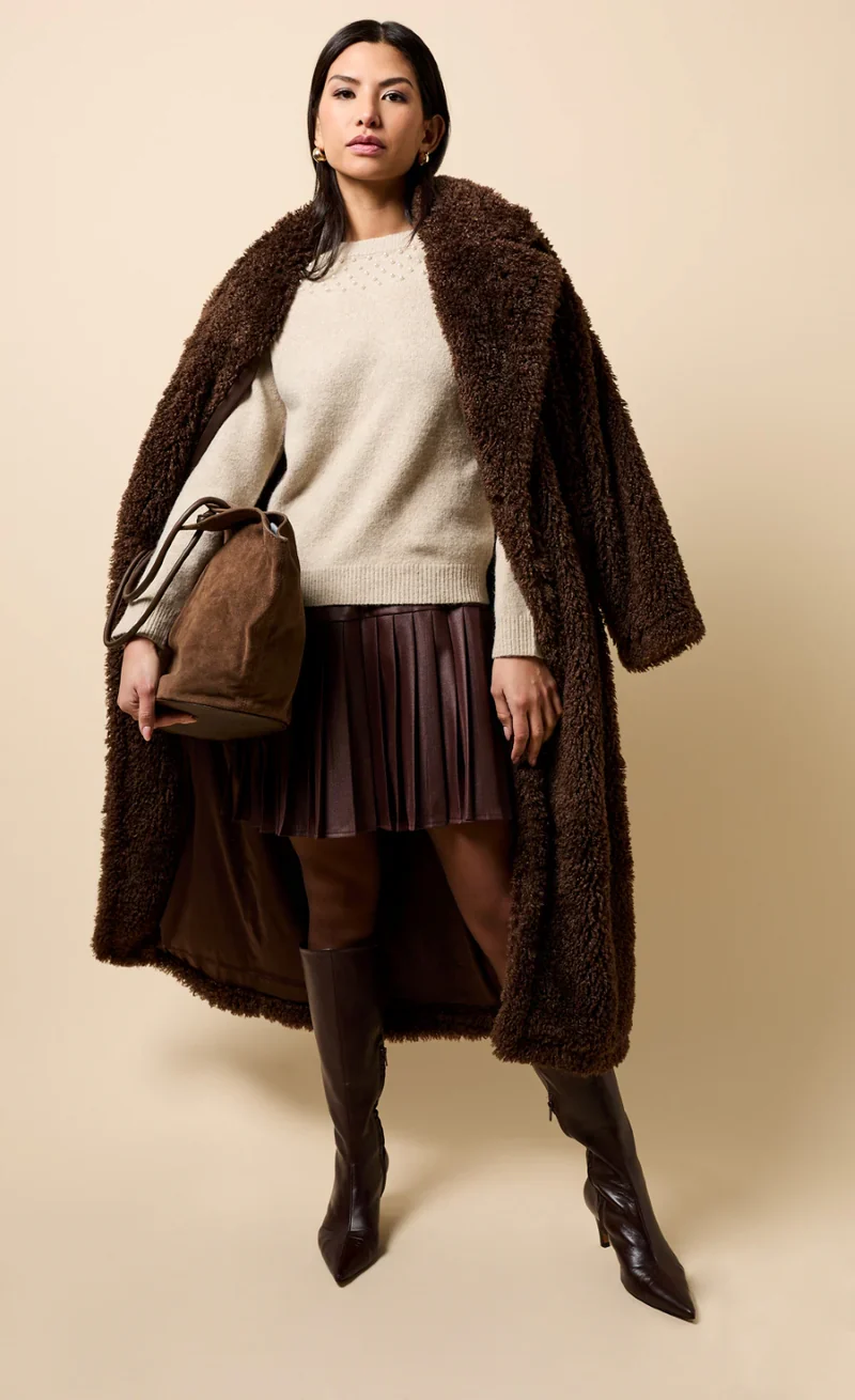 Jolie Faux Fur Coat (Chocolate) - Image 2