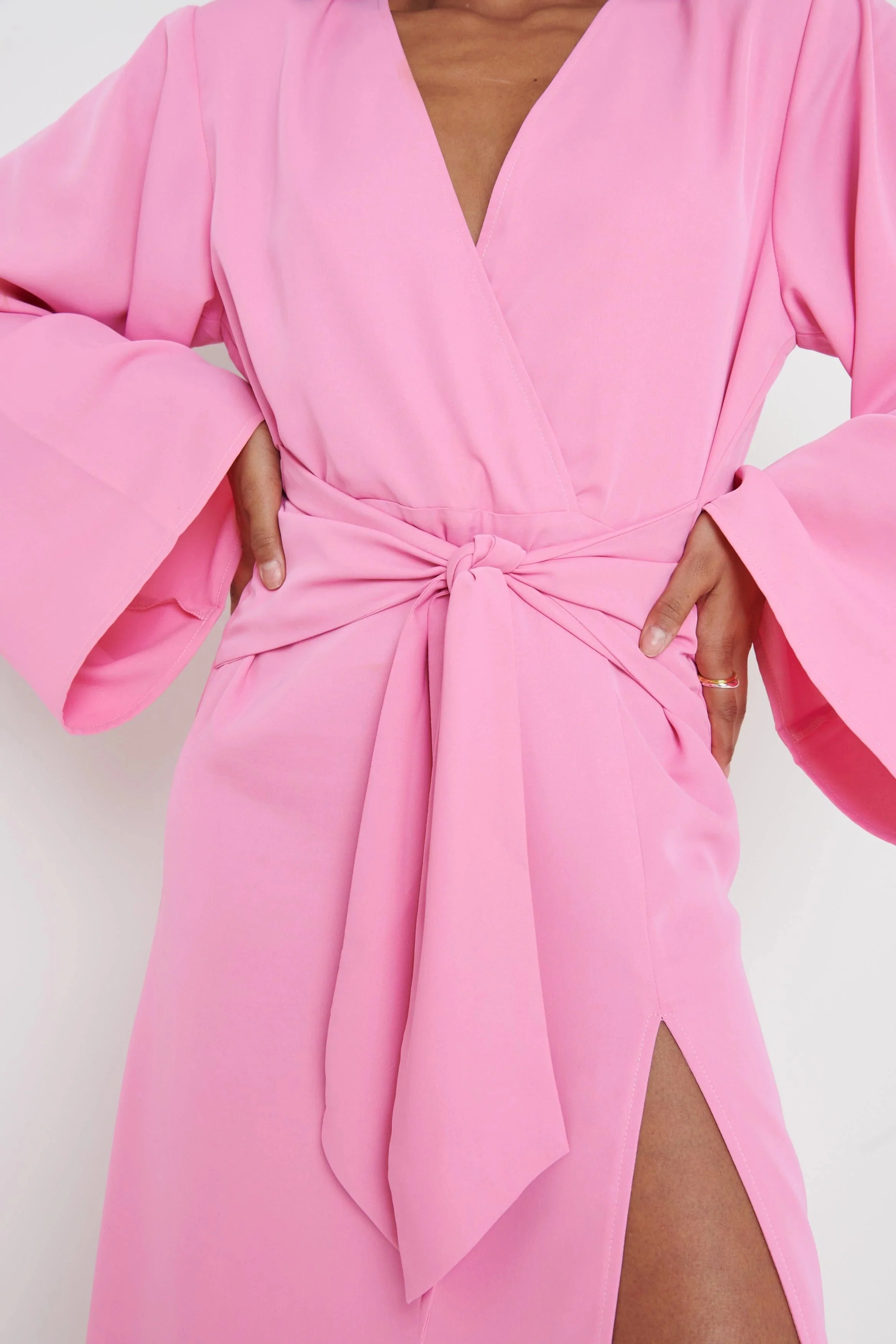 Josephine Knot Drape Midaxi Dress (Pink) - Image 4