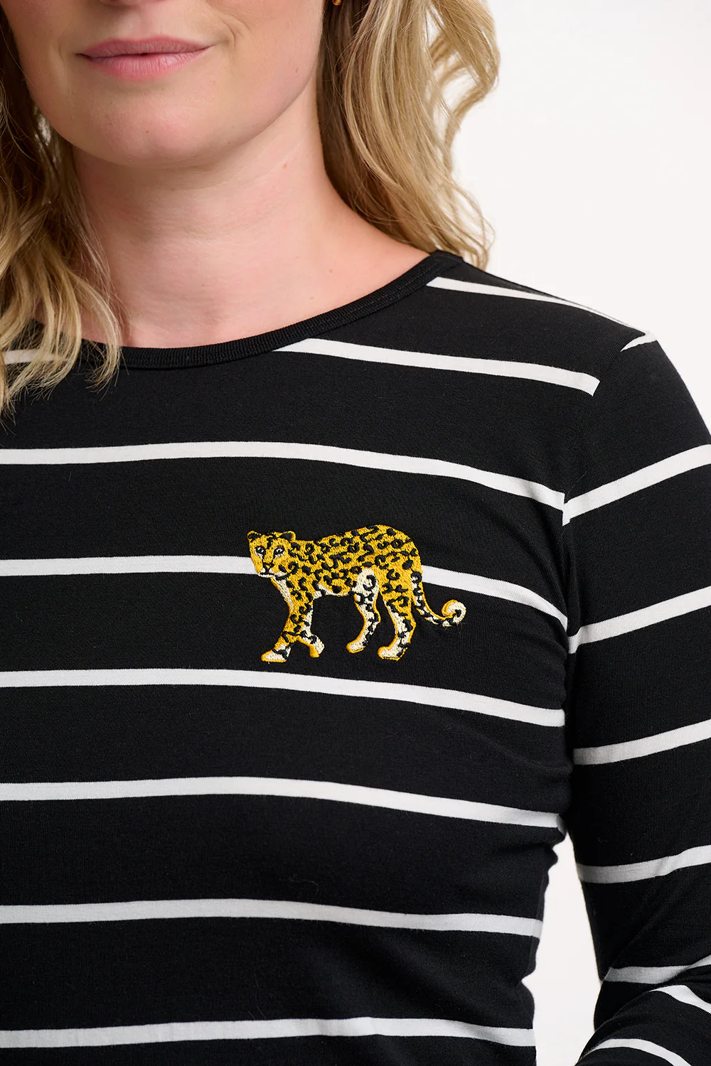 Josie Jersey Top (Black/White Leopard) - Image 3