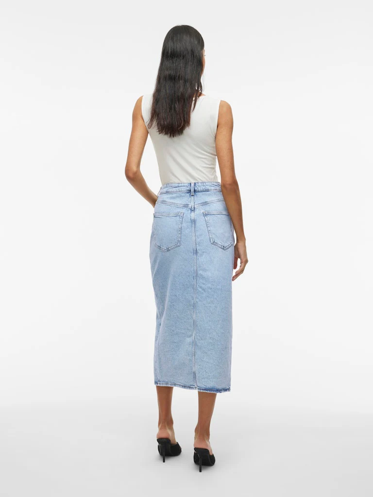 Julia Midi Denim Skirt (Light Blue) - Image 2