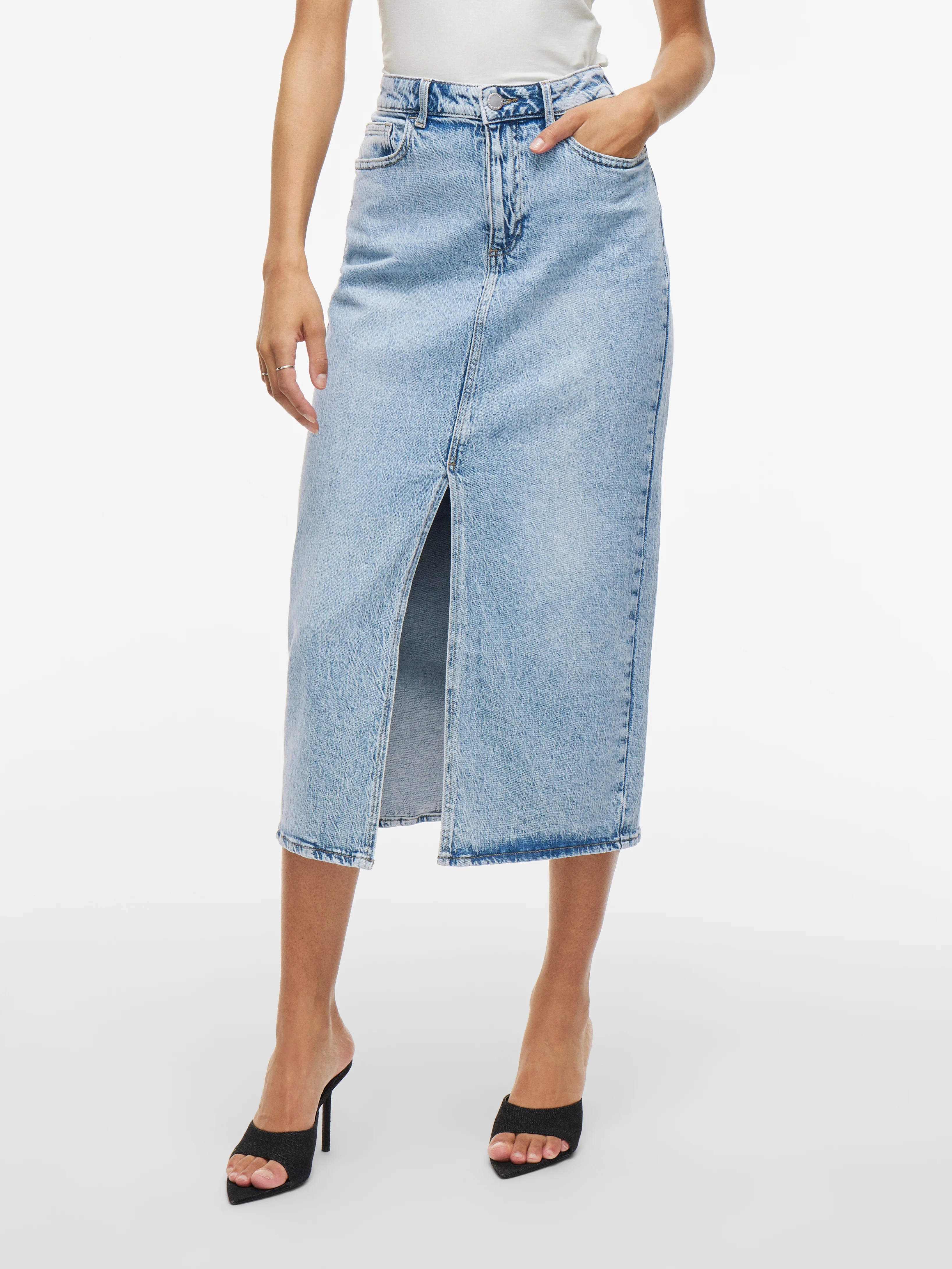 Julia Midi Denim Skirt (Light Blue) - Image 3