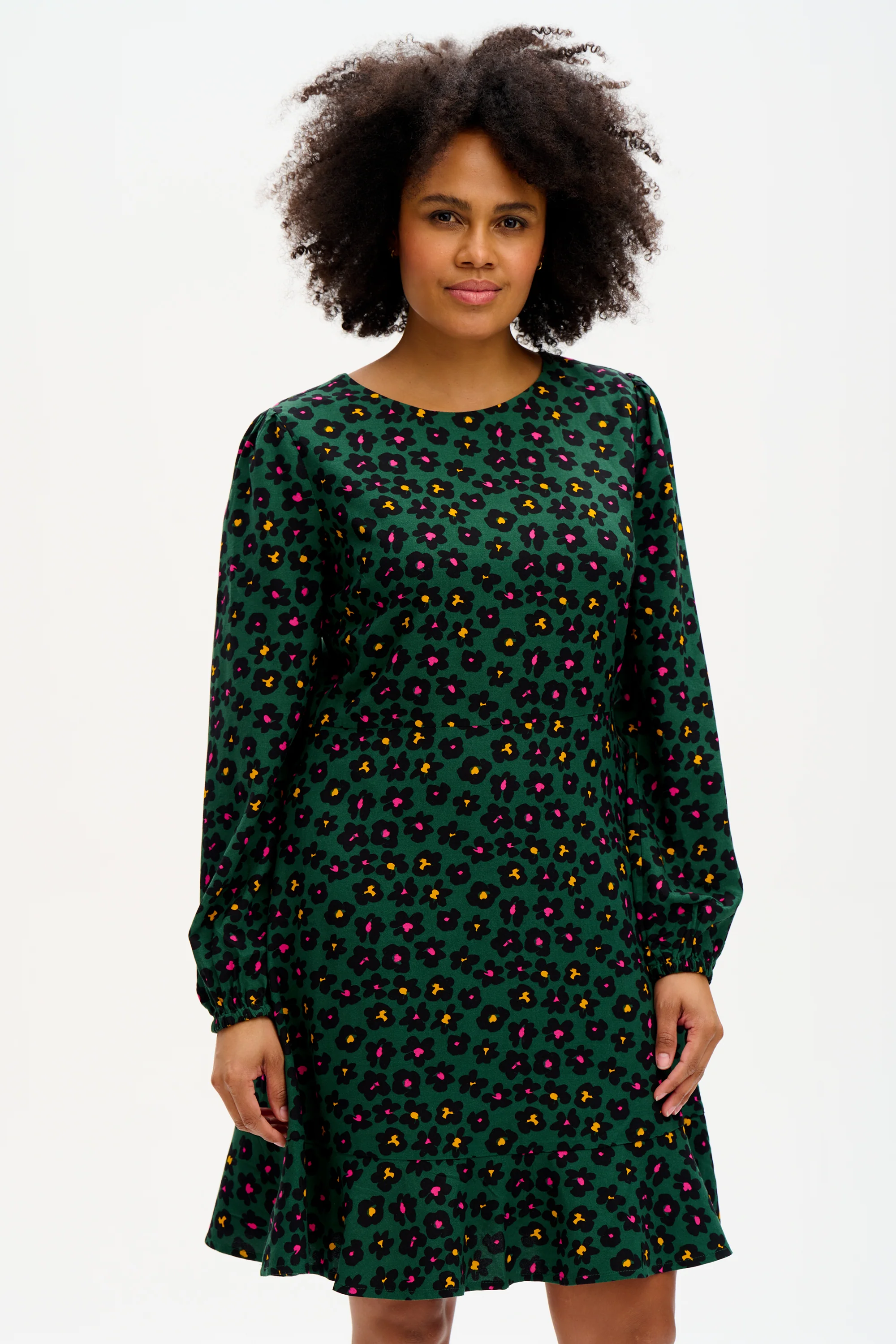 Juliette Dress - Green, Painted Floral - Image 5