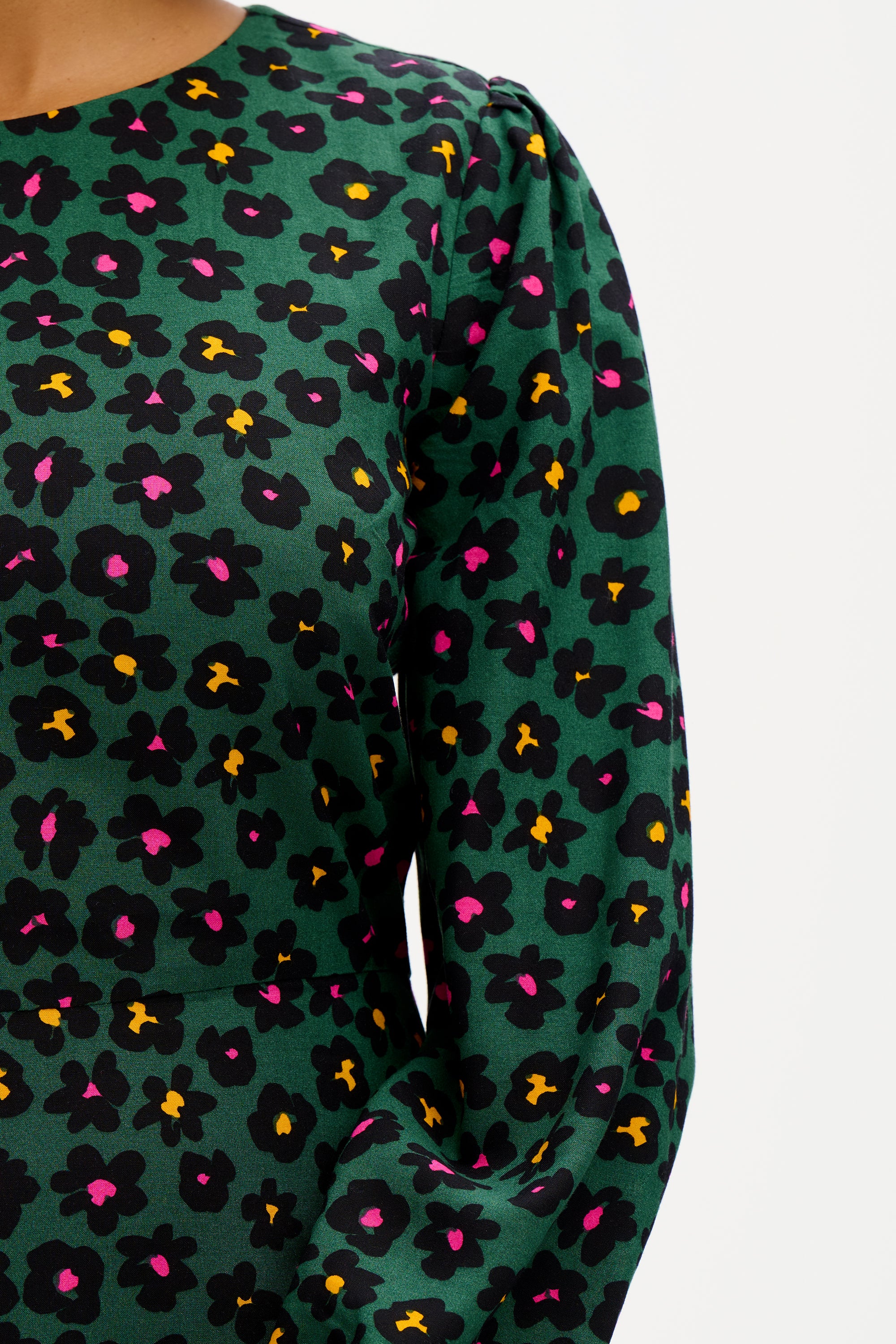 Juliette Dress - Green, Painted Floral - Image 6