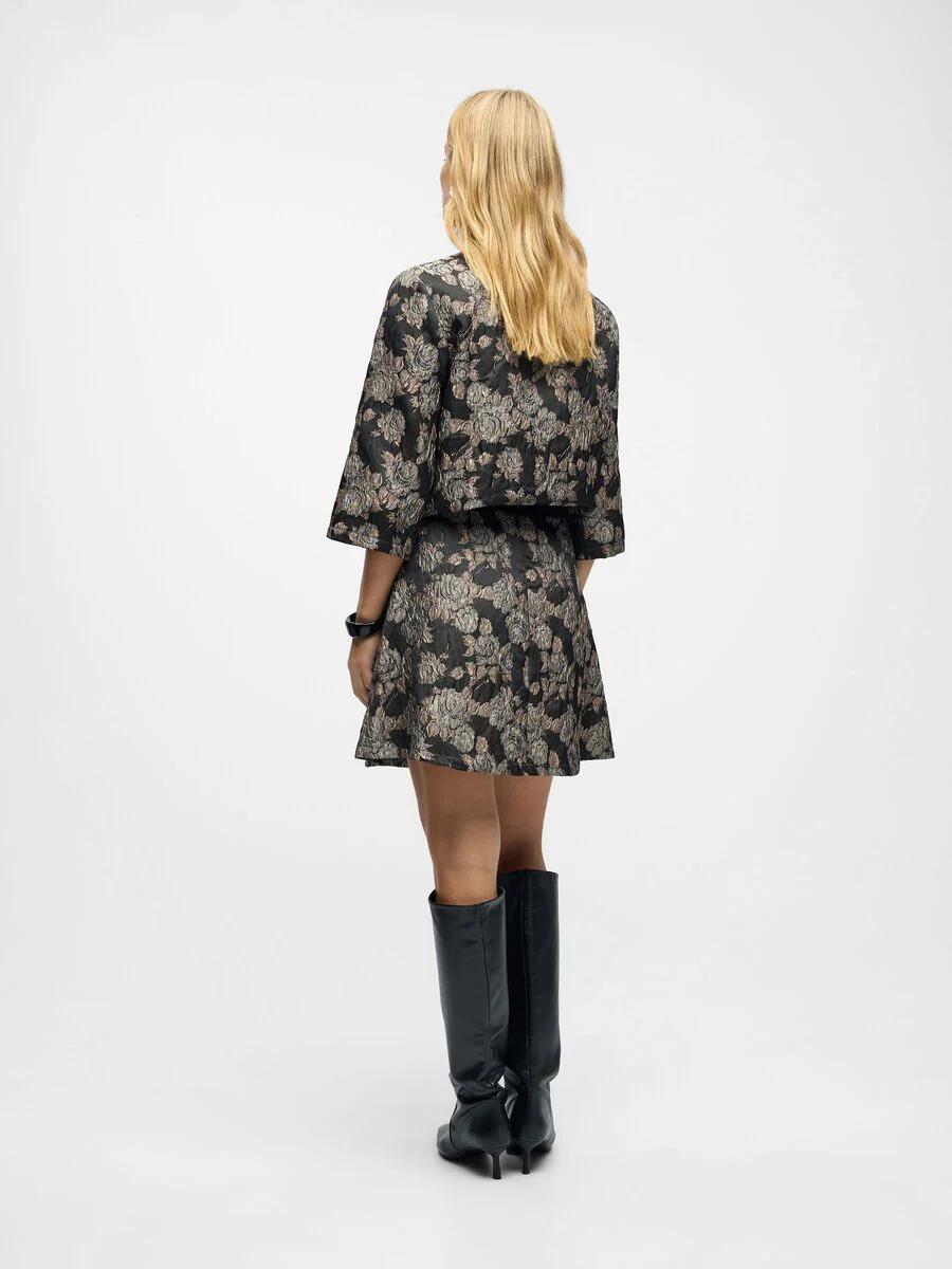 Juno Floral Mini Skirt (Black/Brown) - Image 2