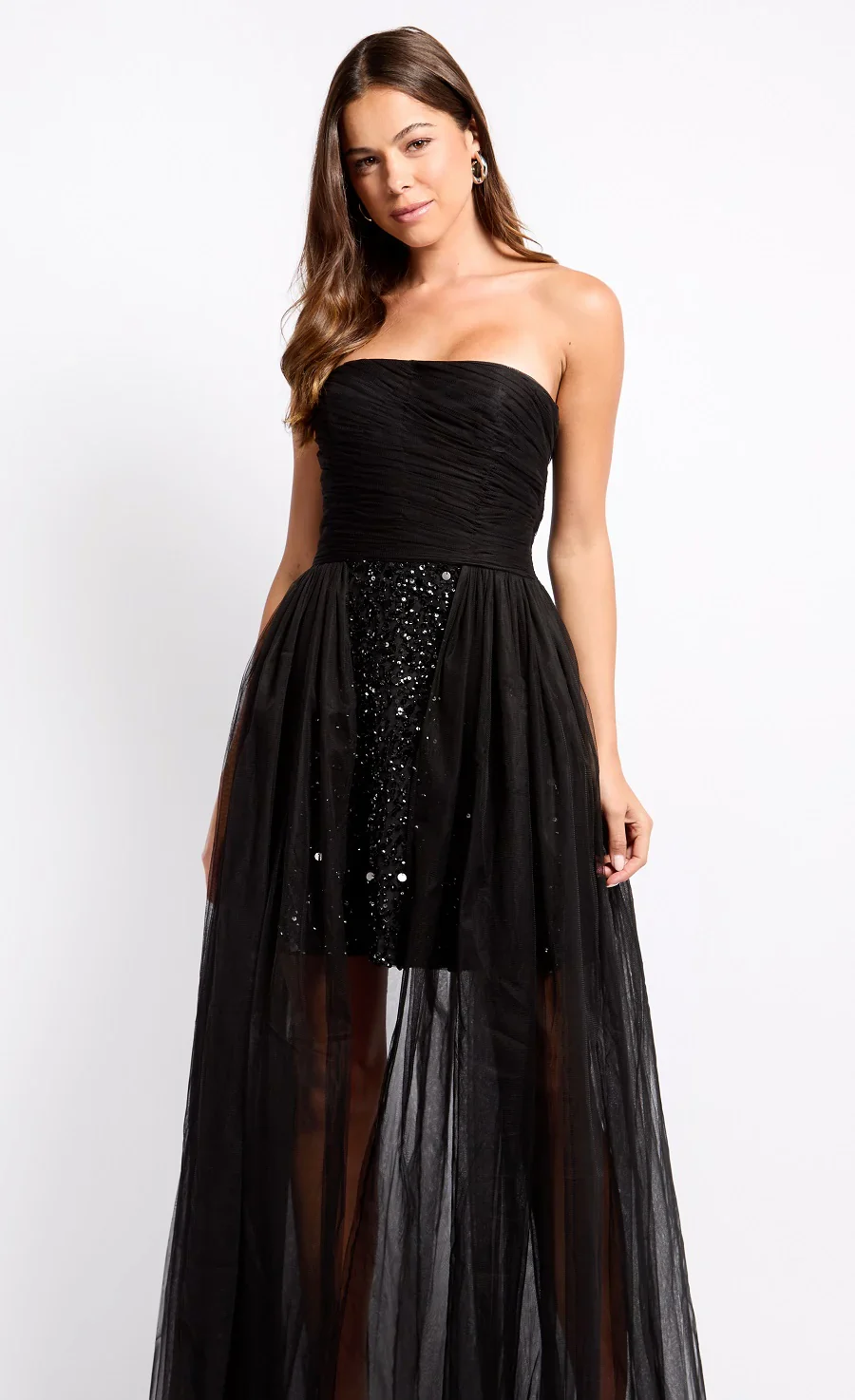 Kassandra Embellished Bandeau Maxi Dress (Black) - Image 3