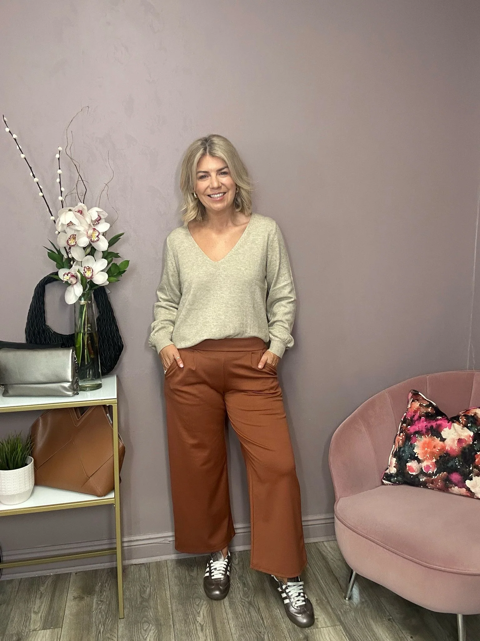 Kate Cropped Wide Leg Pants (Brown Patina) - Image 2