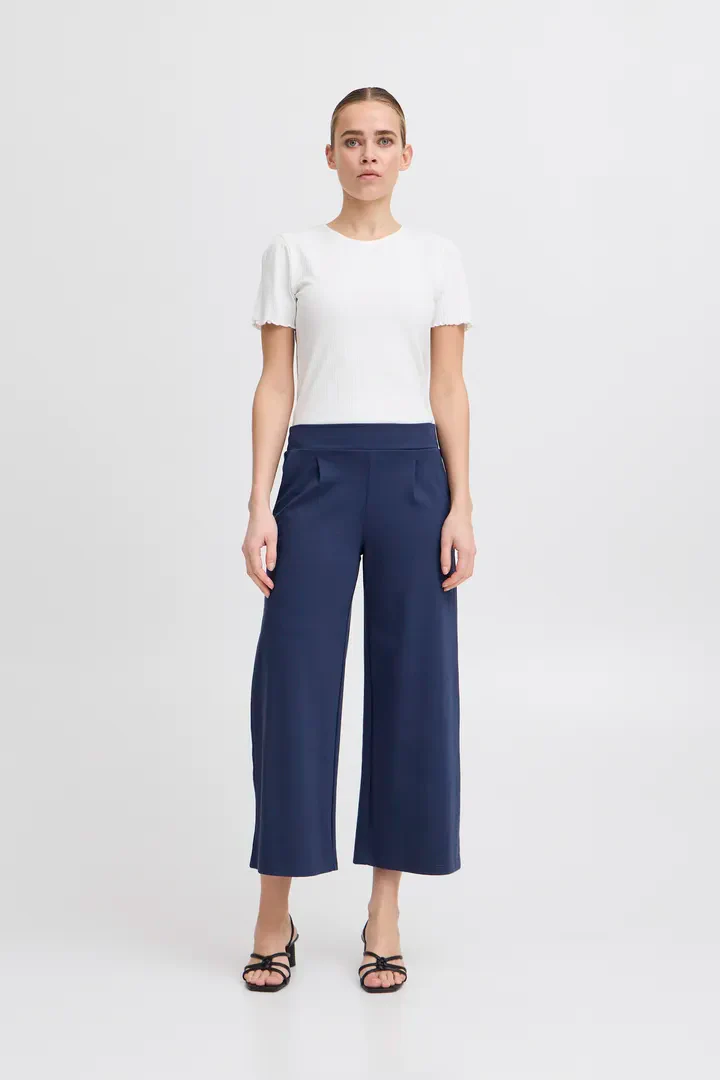 Kate Cropped Wide Leg Pants (Medieval Blue)