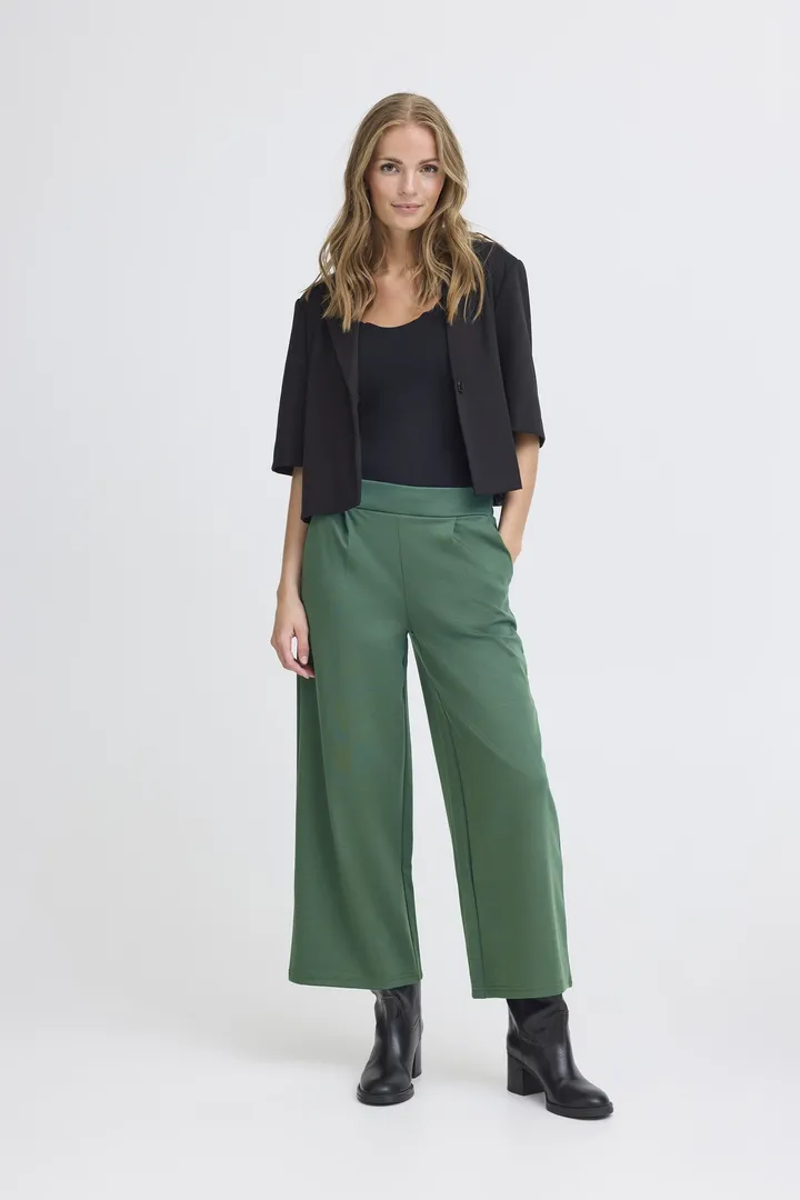 Kate Cropped Wide Leg Pants (Pineneedle)