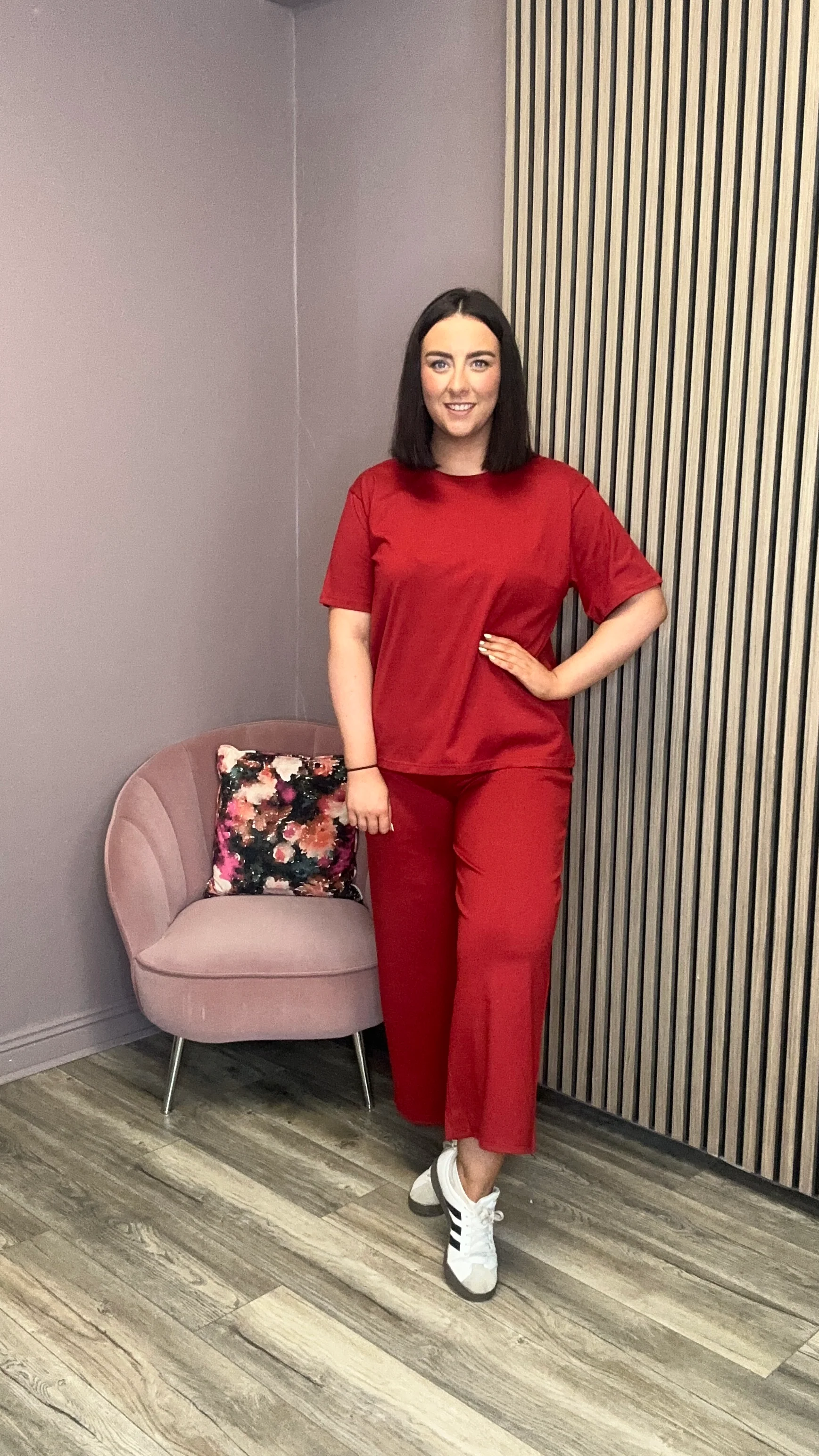 Kate Cropped Wide Leg Pants (Red Dahlia) - Image 2