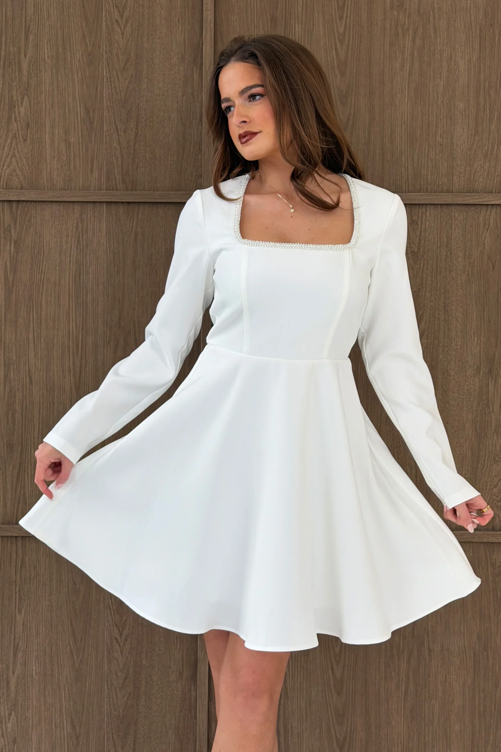 Kathryn Mini Dress (White) - Image 4