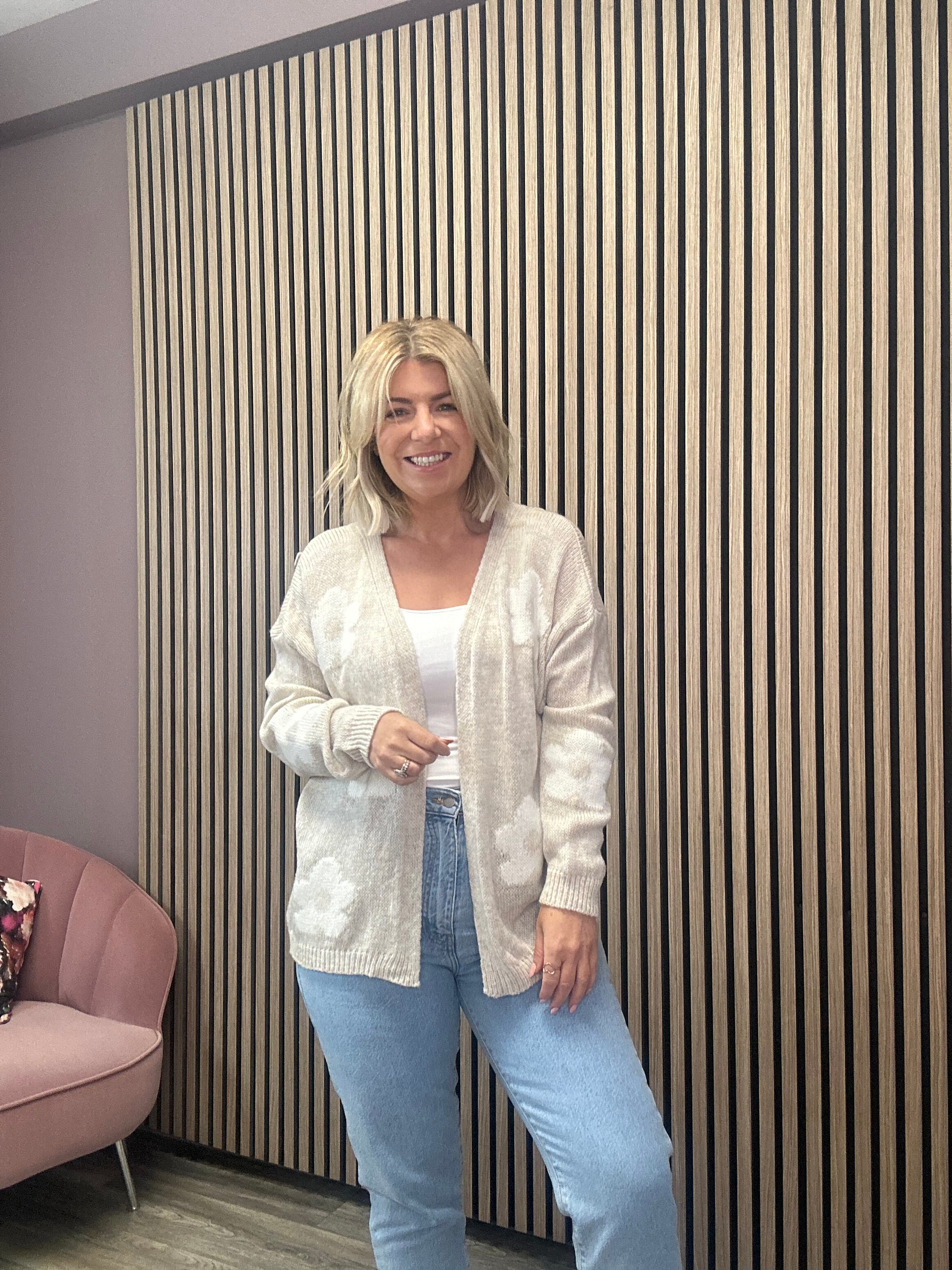 Kayla Open Cardigan (Beige) - Image 2