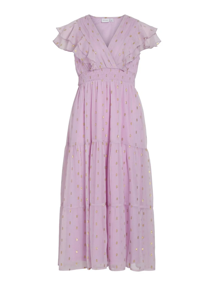 Kendra Midi Frill Dress (Winsome Orchid/Gold) - Image 6