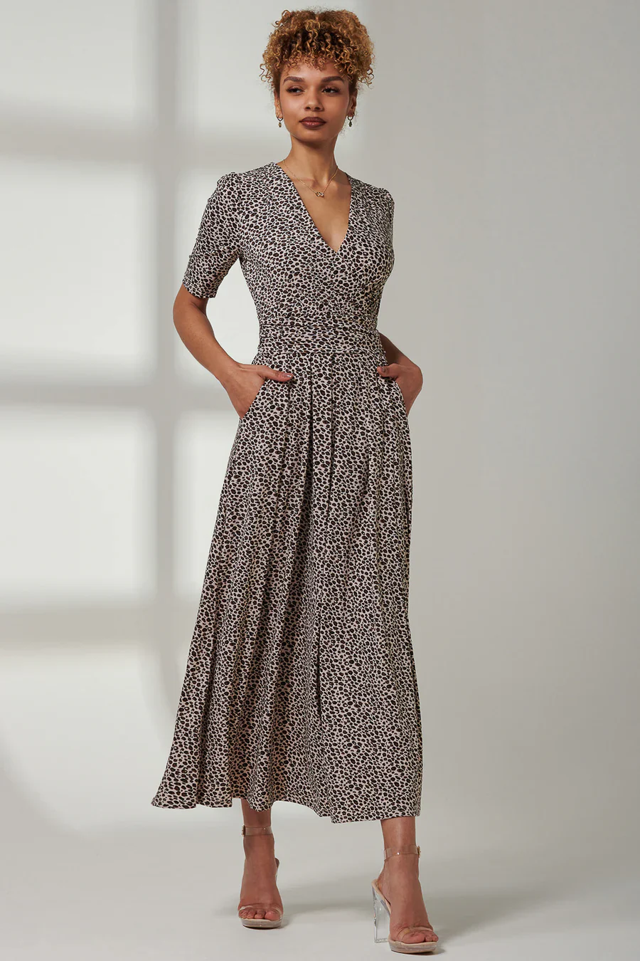 Kenzie Half Sleeve Jersey Maxi Dress (Neutral Animal) - Image 6