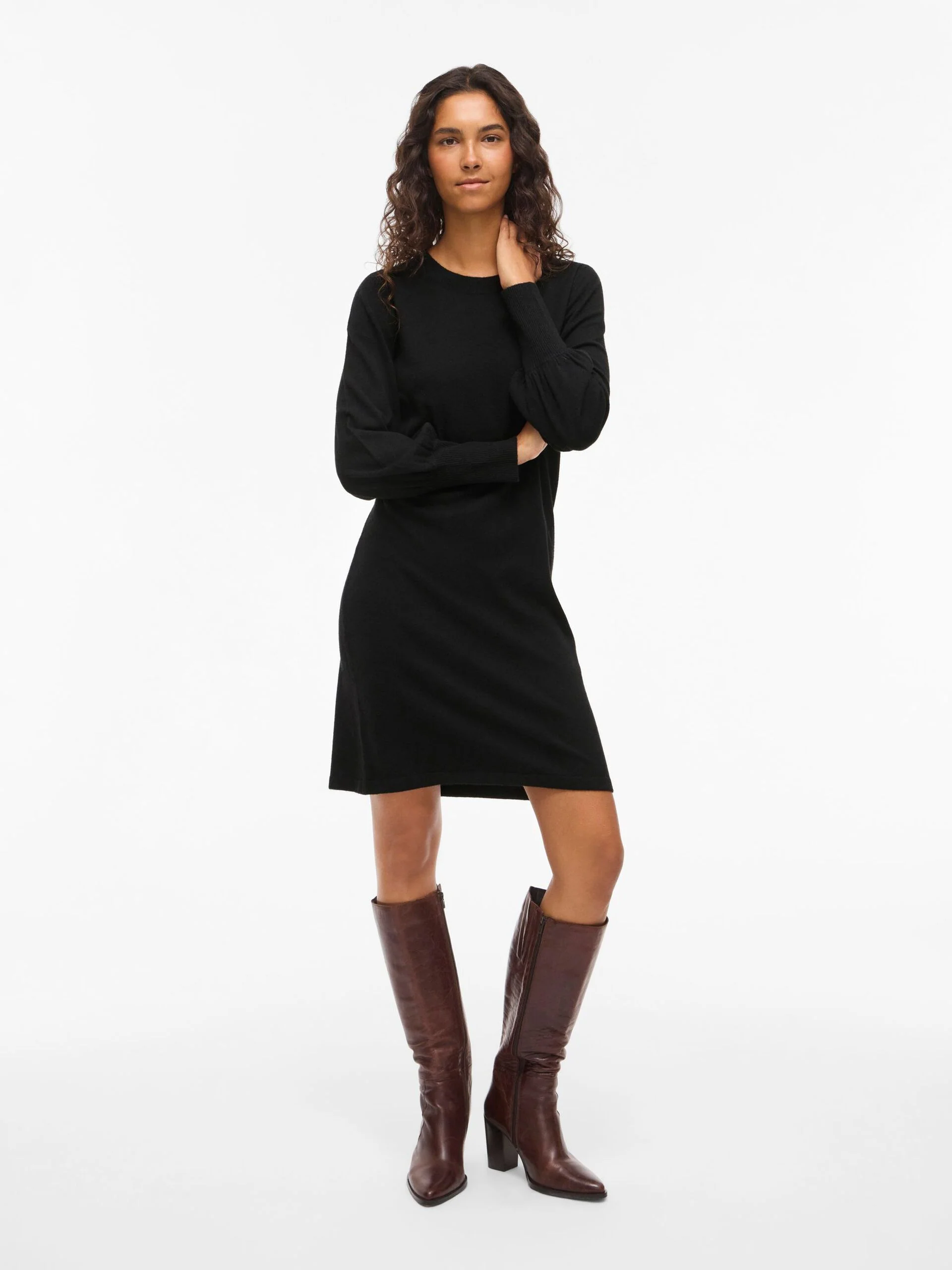 Kerry Long Sleeve Knit Dress (Black Beauty) - Image 3