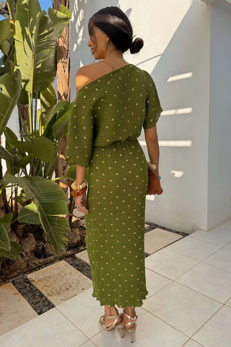 Khaki Plisse Tilly Dress (Green) - Image 3