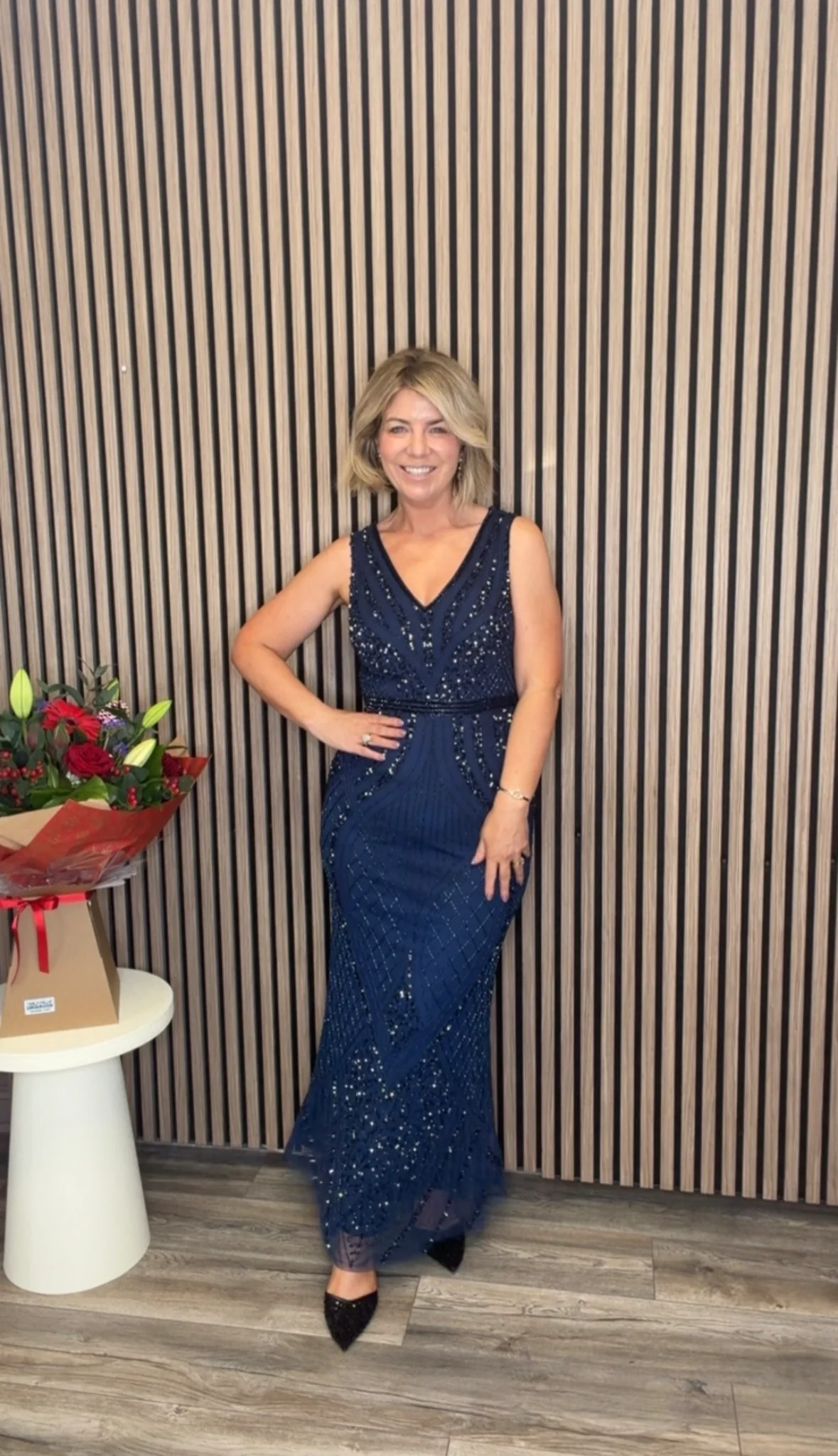 Kim Embellished Deco Maxi Dress (Navy) - Image 2