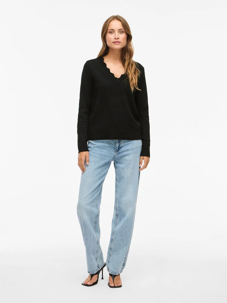 Kim V-Neck Knit Jumper (Black Beauty) - Image 2