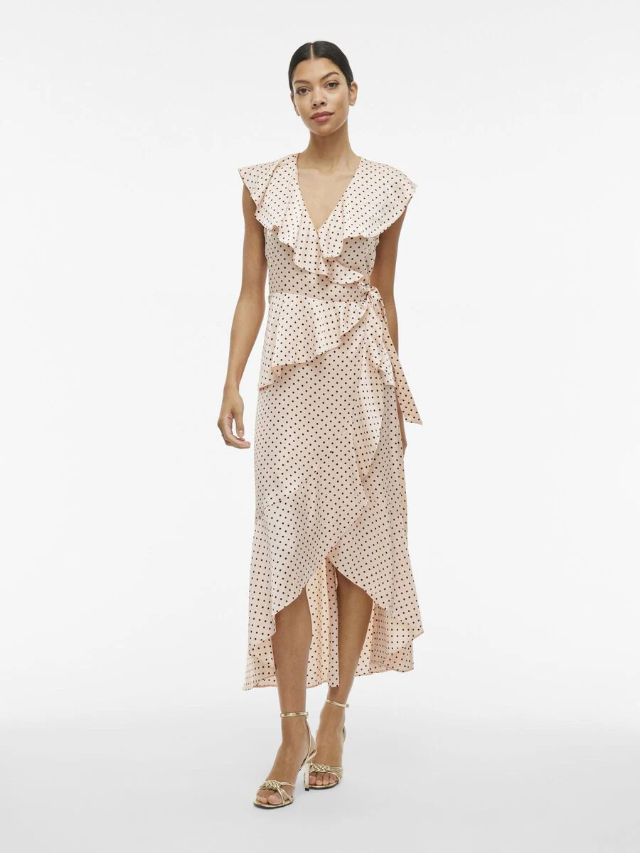Kimmie Maxi Wrap Dress (Peach Whip/Black Dots) - Image 2