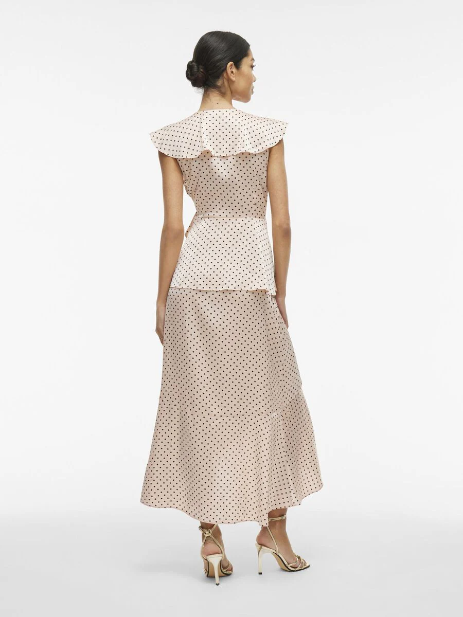 Kimmie Maxi Wrap Dress (Peach Whip/Black Dots) - Image 3