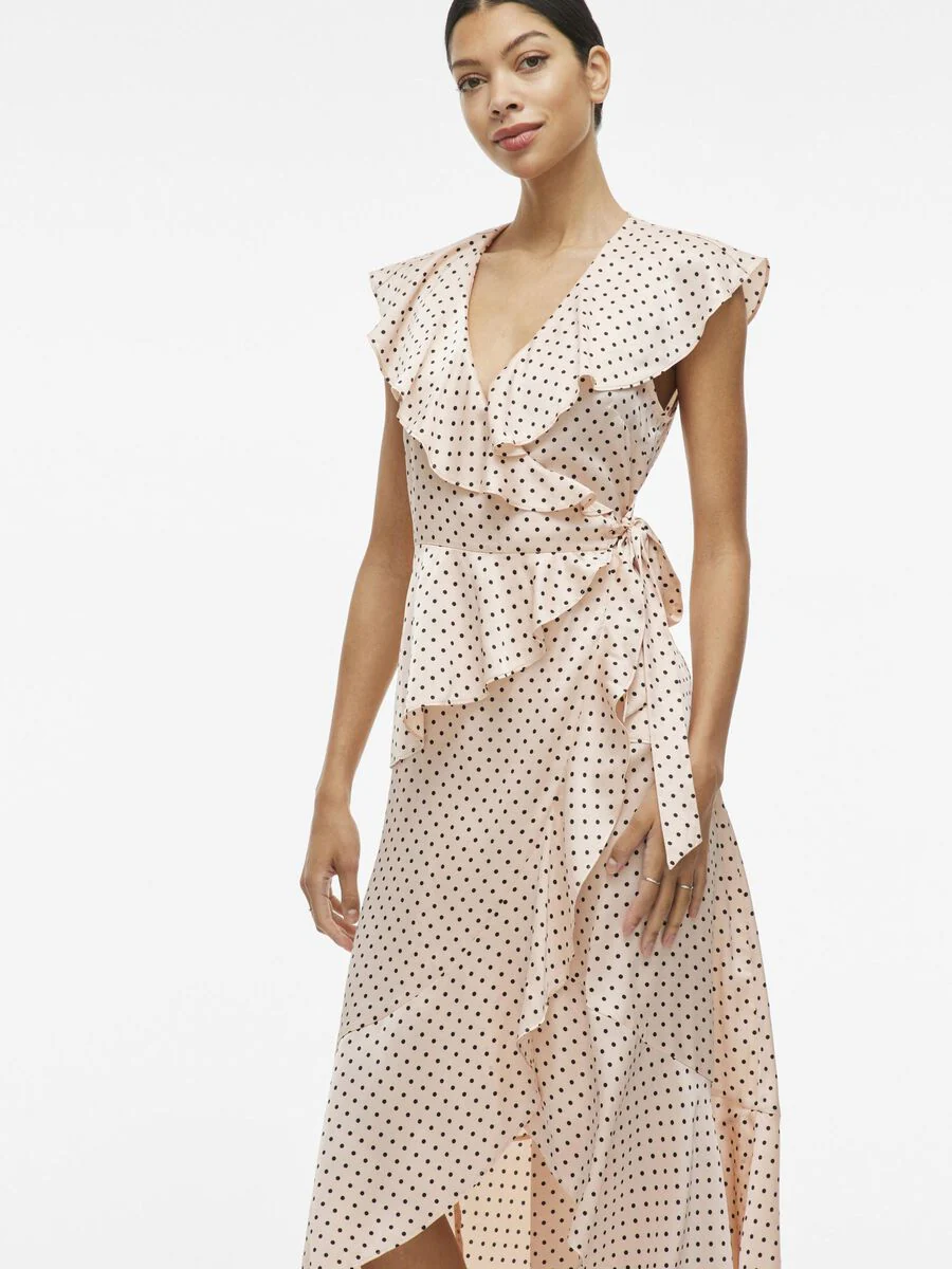 Kimmie Maxi Wrap Dress (Peach Whip/Black Dots) - Image 4