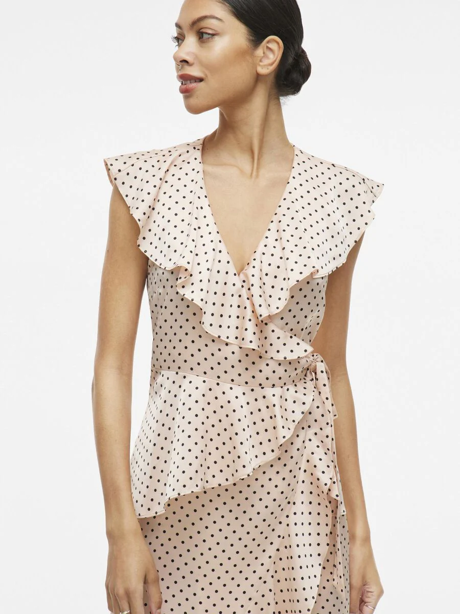 Kimmie Maxi Wrap Dress (Peach Whip/Black Dots) - Image 5