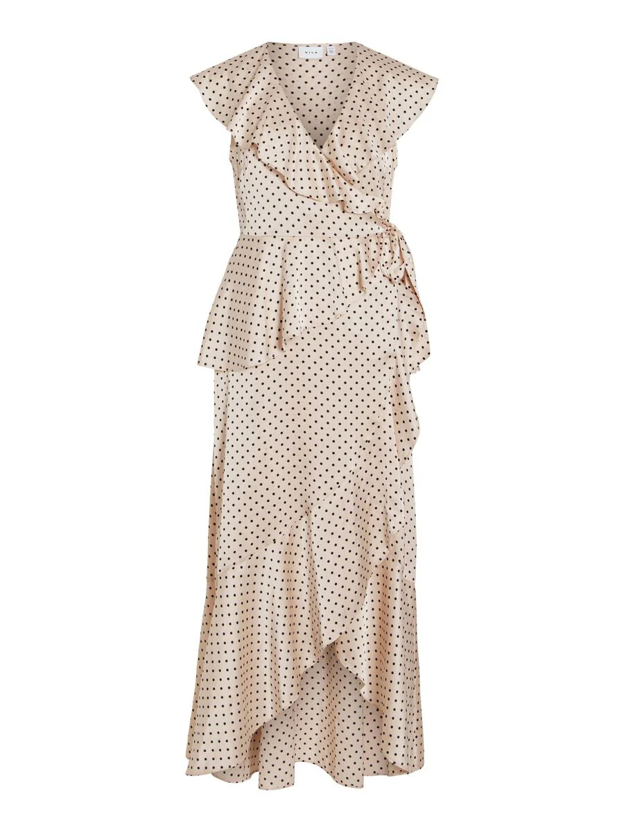 Kimmie Maxi Wrap Dress (Peach Whip/Black Dots) - Image 6