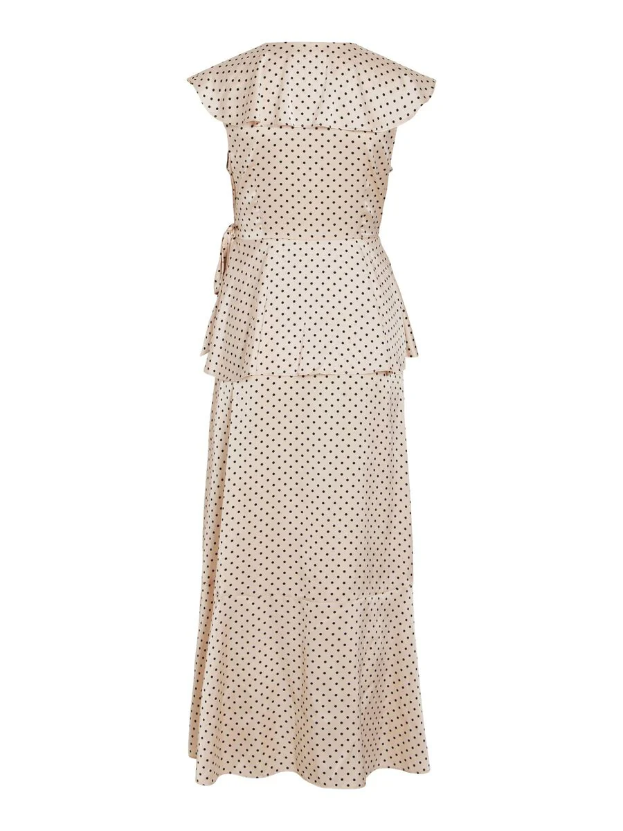 Kimmie Maxi Wrap Dress (Peach Whip/Black Dots) - Image 7