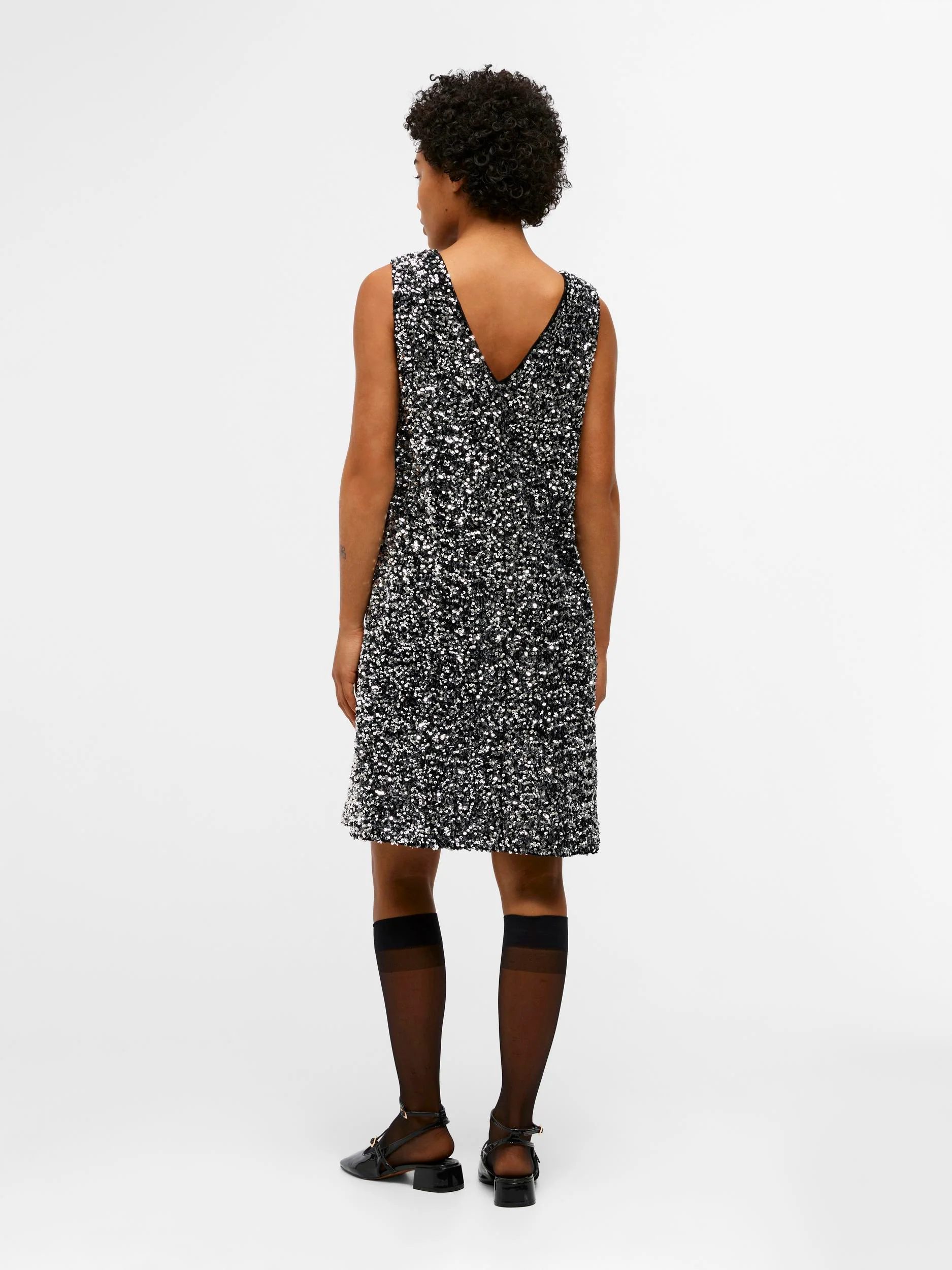 KINNE SEQUIN MINI DRESS (BLACK/SILVER) - Image 5