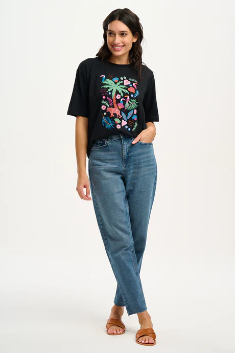 Kinsley Relaxed T-Shirt (Black, Tigers & Toucans)