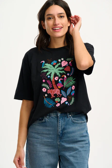 Kinsley Relaxed T-Shirt (Black, Tigers & Toucans) - Image 2