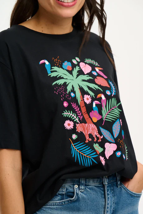 Kinsley Relaxed T-Shirt (Black, Tigers & Toucans) - Image 3