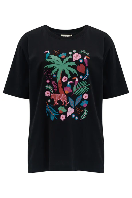 Kinsley Relaxed T-Shirt (Black, Tigers & Toucans) - Image 6