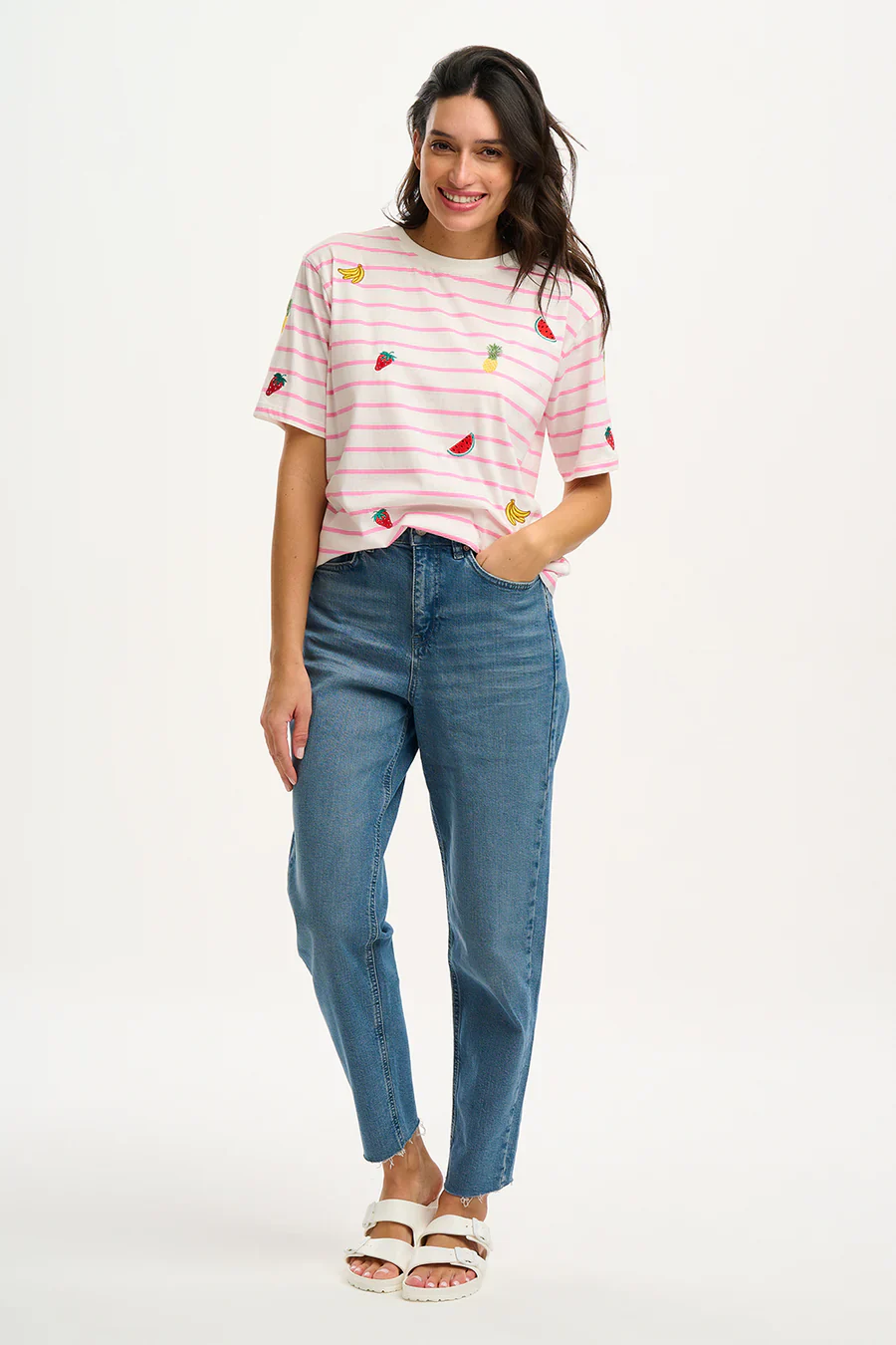 Kinsley Relaxed T-Shirt (Off White/Pink Fruit) - Image 3