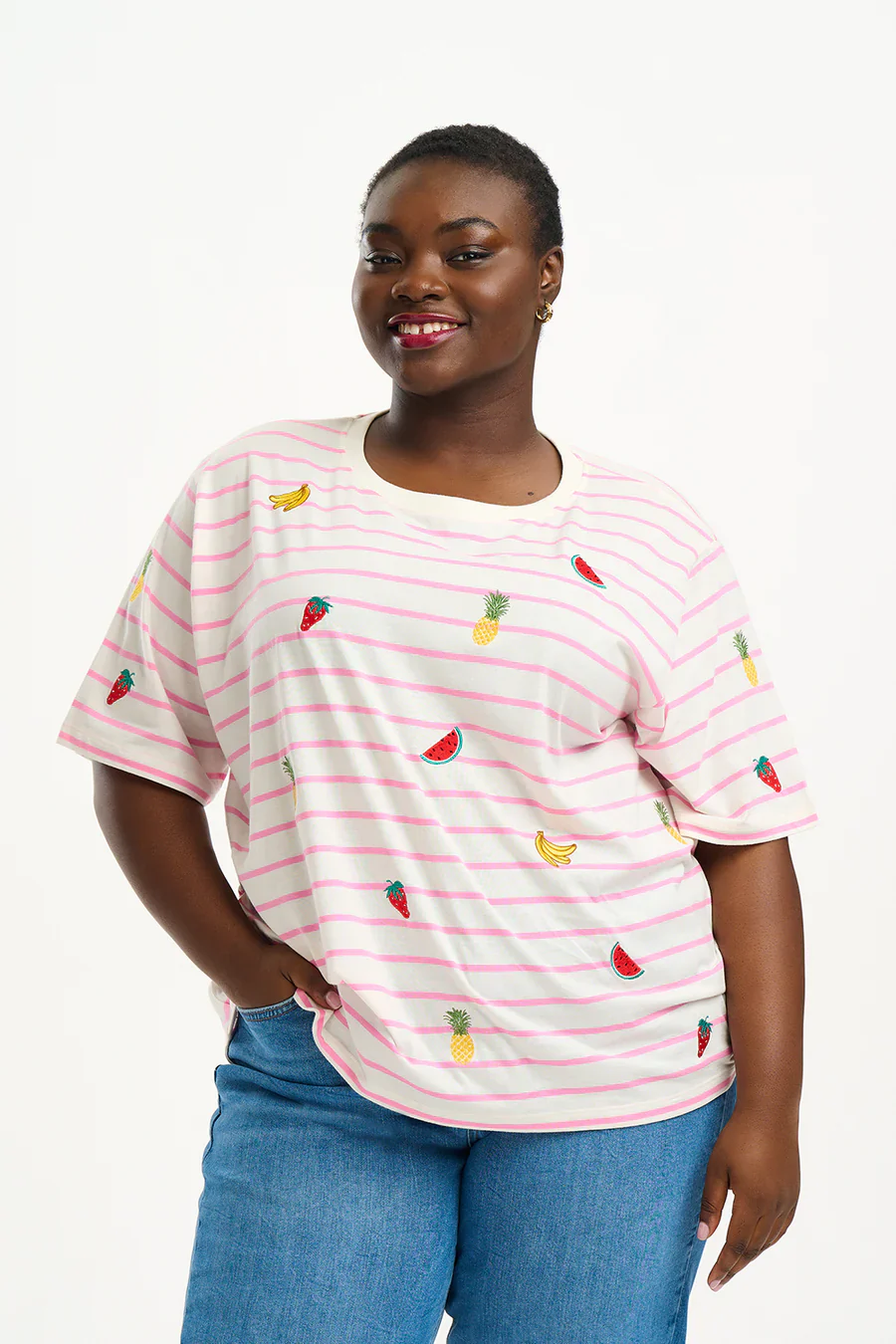 Kinsley Relaxed T-Shirt (Off White/Pink Fruit) - Image 5
