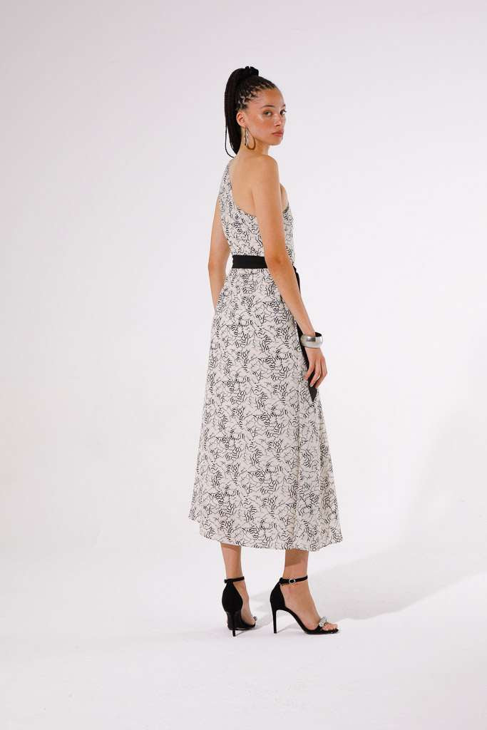 Kream One Shoulder Dress (Black/Beige) - Image 4